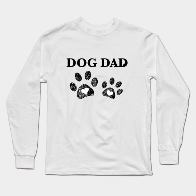 Black paw print with hearts. Cat dad text Long Sleeve T-Shirt by GULSENGUNEL